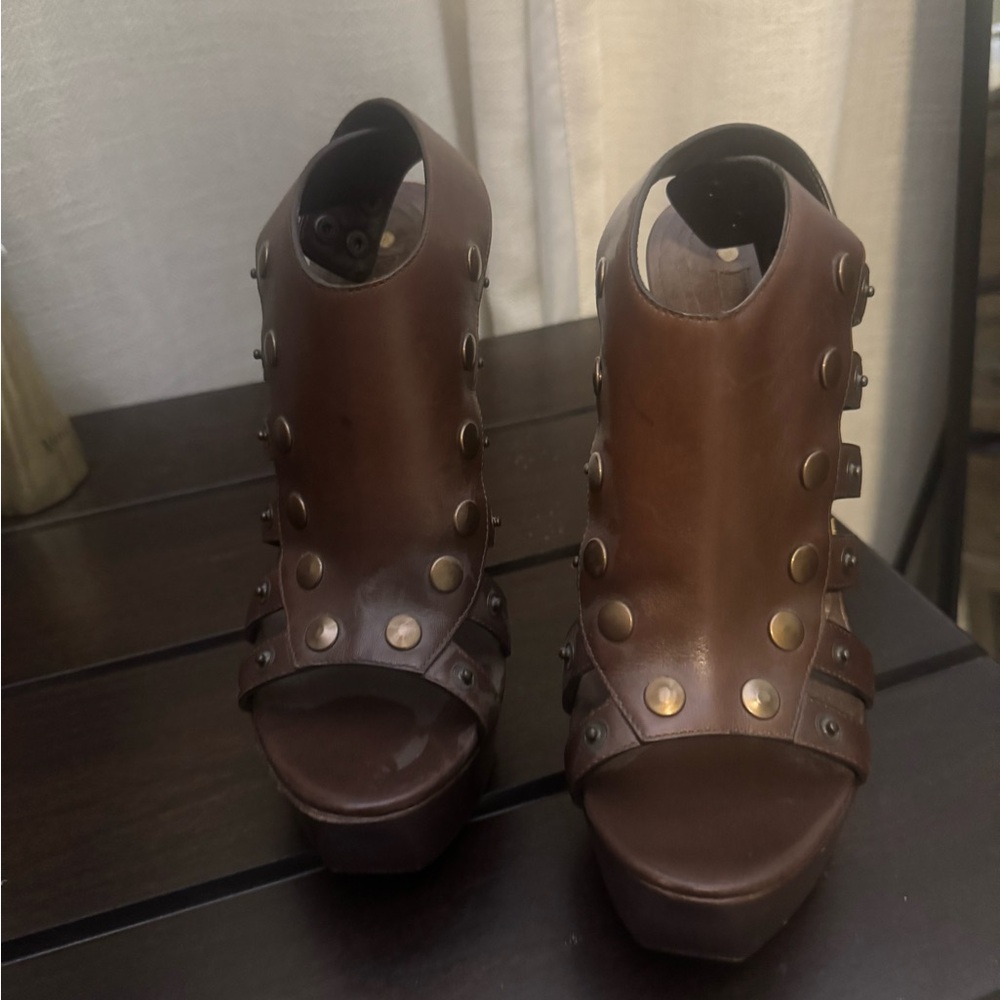 Gianmarco Lorenzi Brown Leather Heels